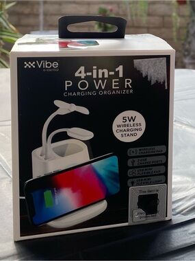 Vibe 4-in-1 Power Charging Organizer - Black & White